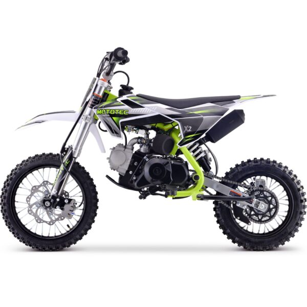 MotoTec X2 110cc 4-Stroke Gas Dirt Bike Green - Image 2