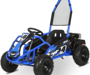 MotoTec Mud Monster Kids Gas Powered 98cc Go Kart Full Suspension Blue