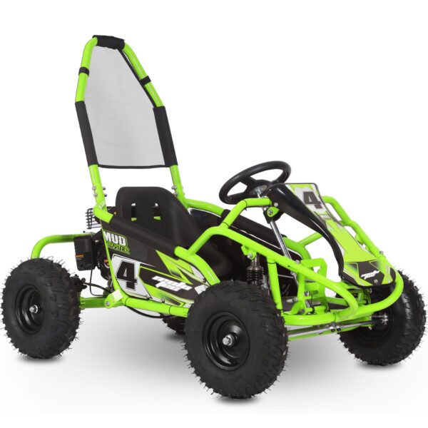 MotoTec Mud Monster Kids Gas Powered 98cc Go Kart Full Suspension Green - Image 2