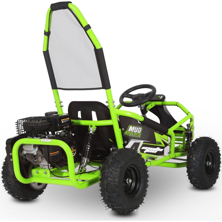 MotoTec Mud Monster Kids Gas Powered 98cc Go Kart Full Suspension Green - Image 4