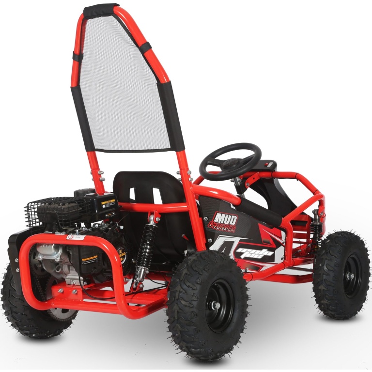 MotoTec Mud Monster Kids Gas Powered 98cc Go Kart Full Suspension Red - Image 4