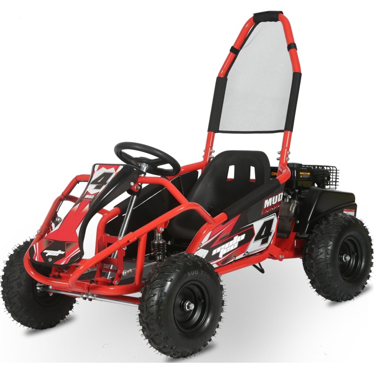 MotoTec Mud Monster Kids Gas Powered 98cc Go Kart Full Suspension Red