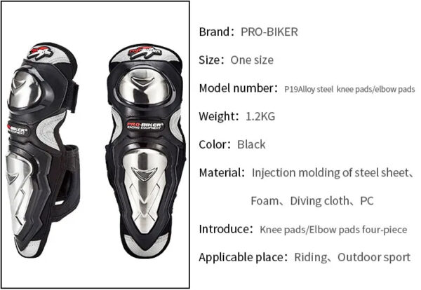 PROBIKER Knee & Elbow Metallic Guards Set P19 - Image 7