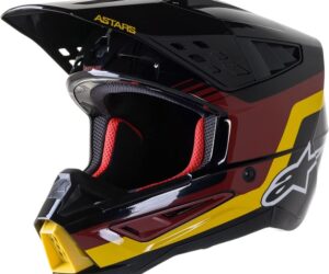 Alpinestars SM5 Helmet – Venture – Black-Bordeaux-Yellow-Glossy