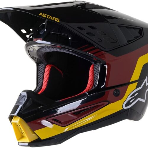 Alpinestars SM5 Helmet – Venture – Black-Bordeaux-Yellow-Glossy