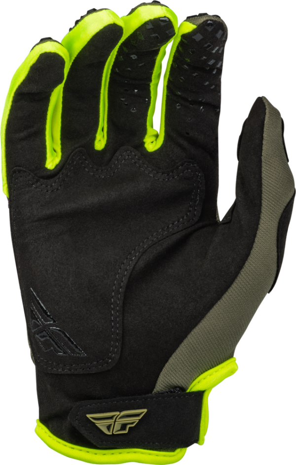 Fly Racing Youth Kinetic Gloves Olive Green/Hi-Viz - Image 3