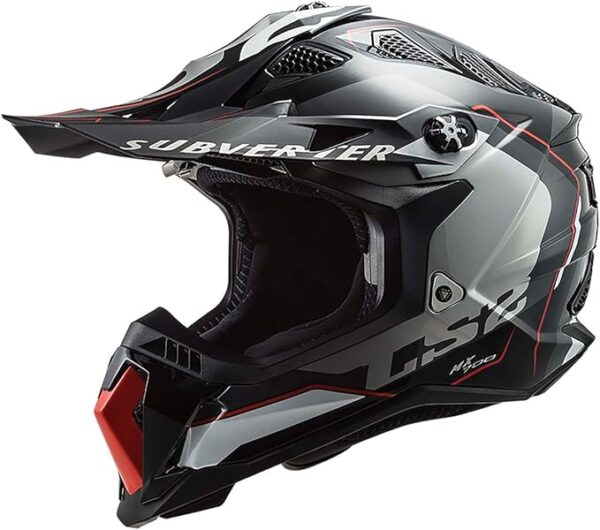 Subverter Evo Arched Full Face MX Motorcycle Helmet – Black/Red/Silver