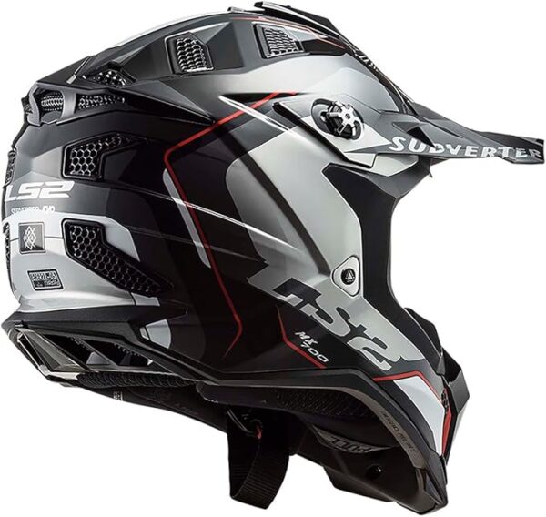 Subverter Evo Arched Full Face MX Motorcycle Helmet – Black/Red/Silver - Image 3