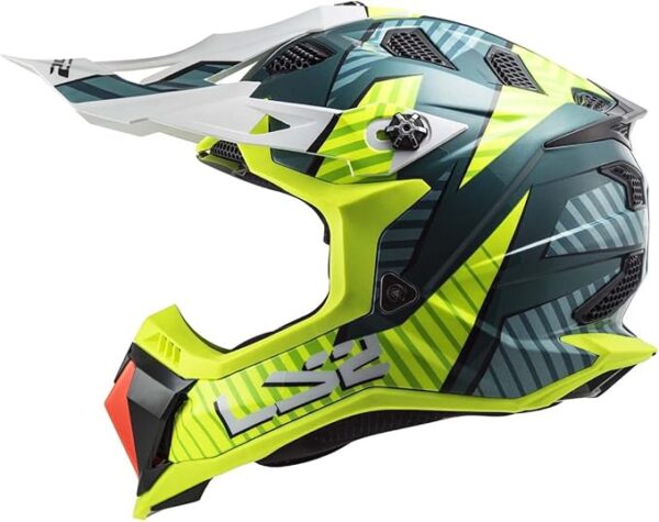 LS2 Subverter Evo Astro Full Face MX Helmet – Gloss Cobalt / Hi-Vis Yellow - Image 5