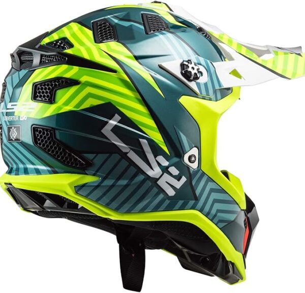 LS2 Subverter Evo Astro Full Face MX Helmet – Gloss Cobalt / Hi-Vis Yellow - Image 3