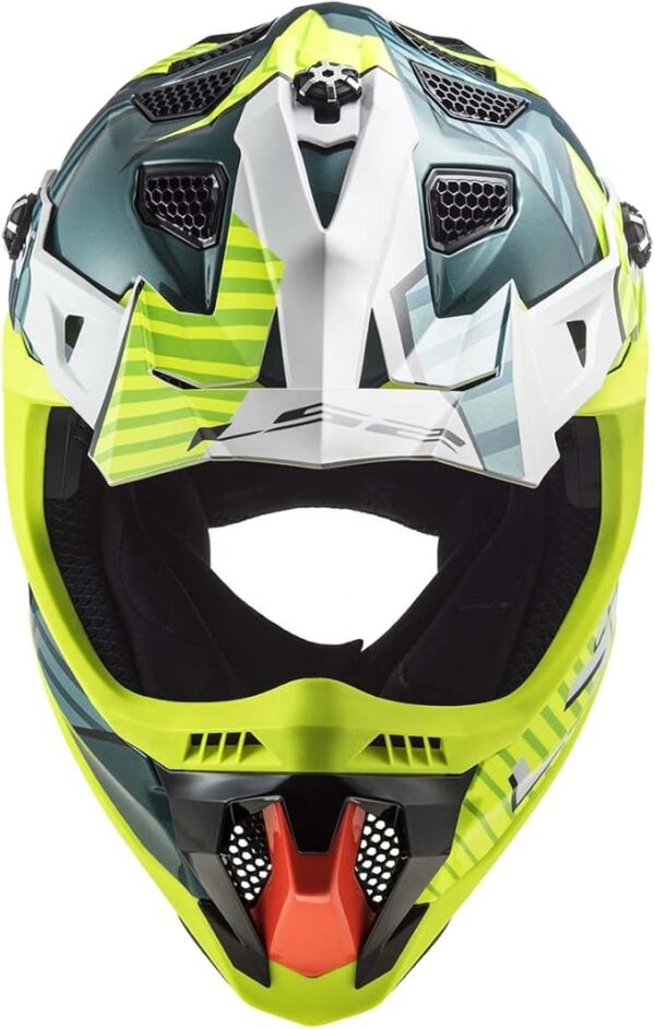 LS2 Subverter Evo Astro Full Face MX Helmet – Gloss Cobalt / Hi-Vis Yellow - Image 2