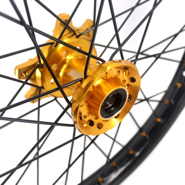 KKE Factory Stock KKE 21" & 18" E-Bike Spoke Wheels Rims Fit SurRon Ultra Bee 2023-2024 Gold Hub & Black Rim - Image 6