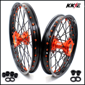 KKE 19″*1.6/16″*1.85 Big Kid’s Wheels Rims Set For KTM SX85 2021 2022 2023 2024 Orange Nipples & Black Spokes