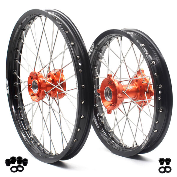 KKE 17"*1.4/14"*1.6 Kid's Small Wheels Rims Fit KTM SX 85 2003-2020 Orange Hub - Image 2