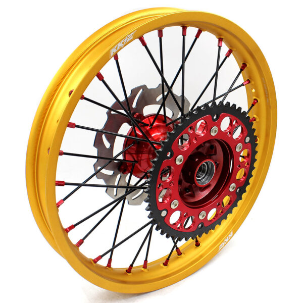 KKE 21 & 19 Cast Red Hubs Billet Gold Rims for Honda XR400R 96-04 XR600R 91-2000 Red&Gold - Image 5