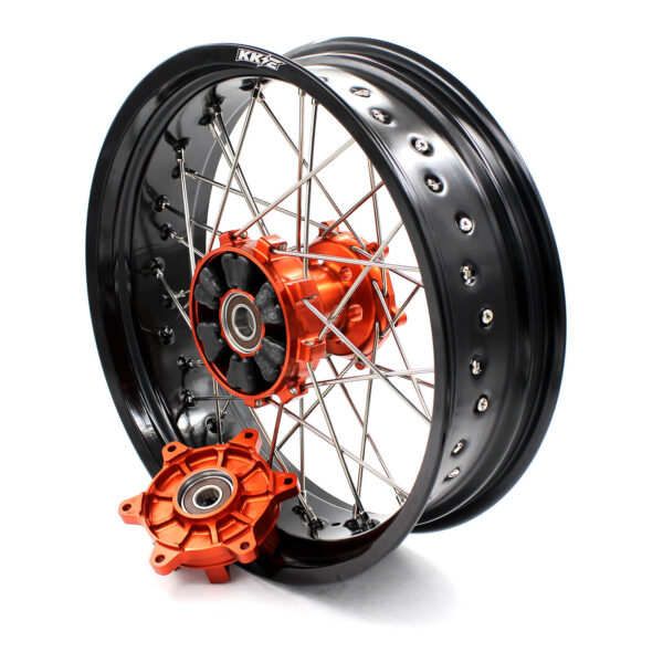 KKE 3.5*17 / 4.5*17 CUSH Drive Supermoto Rims for KTM 625 SMC 640 LC4 660 SMC Orange&Black - Image 10