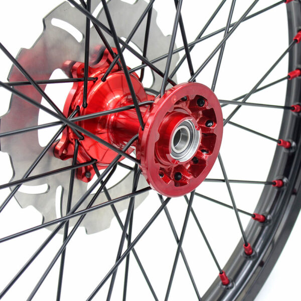 KKE 21 & 19 Casting MX Wheels for Honda CR125R 1998-2001 CR250R 1997 Red Black Disc - Image 11