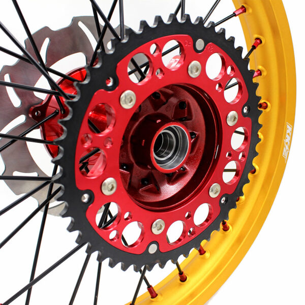 KKE 21 & 19 Cast Red Hubs Billet Gold Rims for Honda XR400R 96-04 XR600R 91-2000 Red&Gold - Image 6