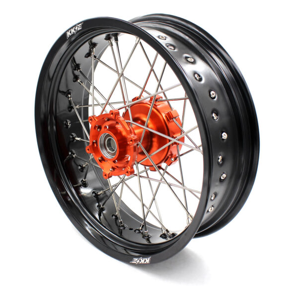 KKE 3.5*17 / 4.5*17 CUSH Drive Supermoto Rims for KTM 625 SMC 640 LC4 660 SMC Orange&Black - Image 12