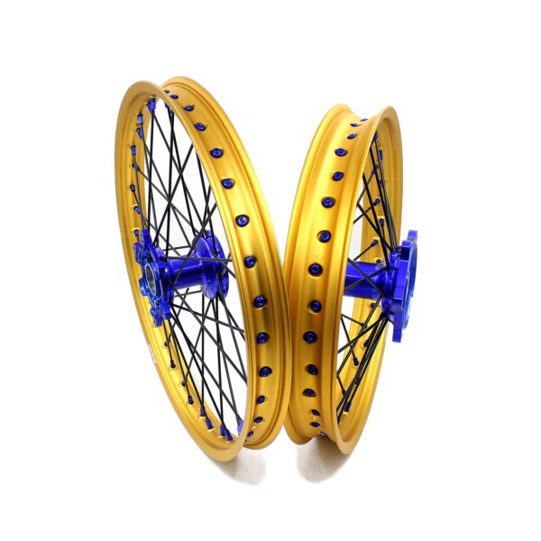 KKE 21"&19" Mx Dirtbike Cast Wheels For YAMAHA YZ125 YZ250 YZ250F YZ450F Gold Rim Black Spokes - Image 2