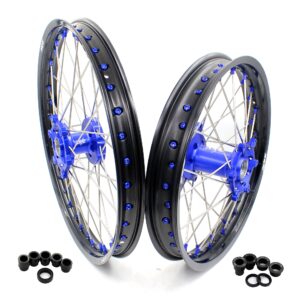 KKE 21″&19″ Mx Dirtibke Wheels For YAMAHA YZ125 YZ250 YZ250F YZ450F WR450F Blue Nipples