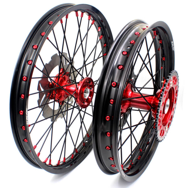 KKE 21 & 19 Casting MX Wheels for Honda CR125R 1998-2001 CR250R 1997 Red Black Disc - Image 2