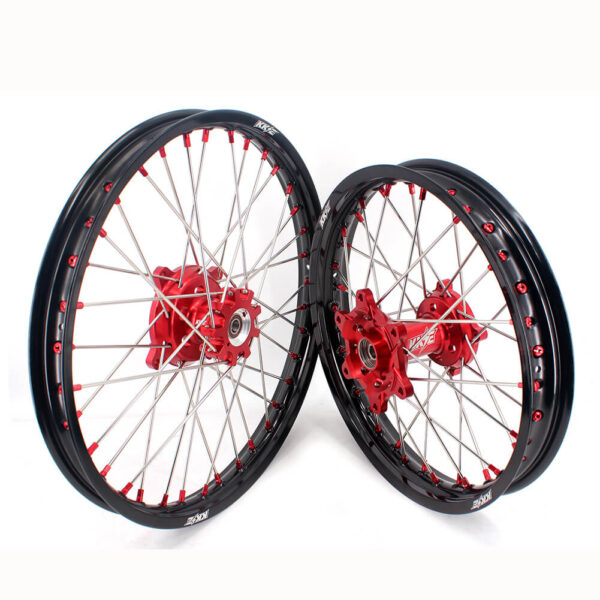 KKE 21" 18" OEM Size Motorcycle Alloy Wheels Rims Compatible with HONDA XR650L 1993-2024 Red Nipples - Image 2