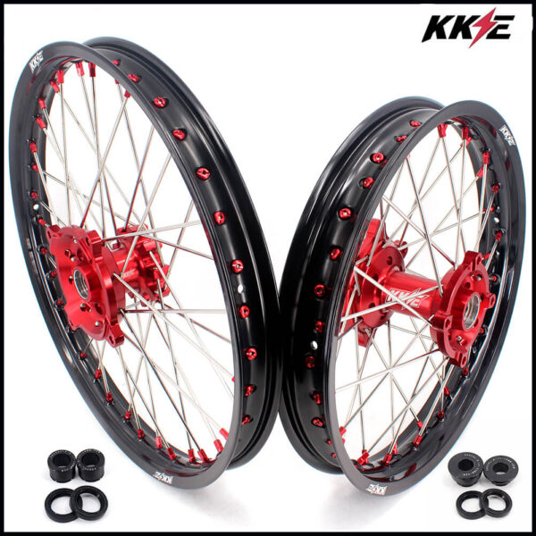 KKE 21" 18" OEM Size Motorcycle Alloy Wheels Rims Compatible with HONDA XR650L 1993-2024 Red Nipples - Image 6
