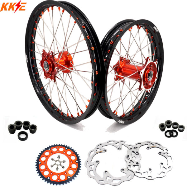 KKE 21" 18" Cast Enduro Wheels For KTM EXC EXC-F EXC-E 2003-2024 Orange Nipples - Image 2