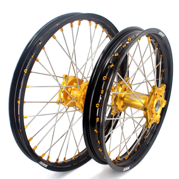 KKE 21 & 19 MX Rims for Suzuki RMZ250 2007-2024 RMZ450 2005-2024 Gold Nipple - Image 2