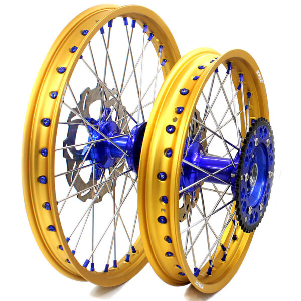 KKE 21"&18" Enduro Dirtbike Casting Wheels For YAMAHA YZ125 YZ250 1999-2016 YZ250F YZ450F 2003-2015 Gold Rim With Disc - Image 2