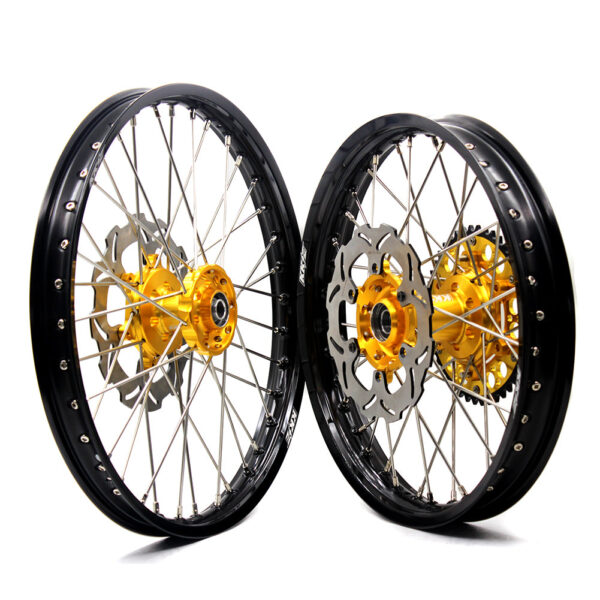 KKE 21 & 19 Wheels for Suzuki RMZ250 2007 RMZ450 2005-2024 Gold&Black - Image 13