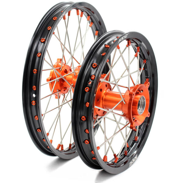 KKE 17"*1.4/14"*1.6 Kid's Big Wheels Rims Fit KTM SX 85 2003-2020 Orange Nipples - Image 4