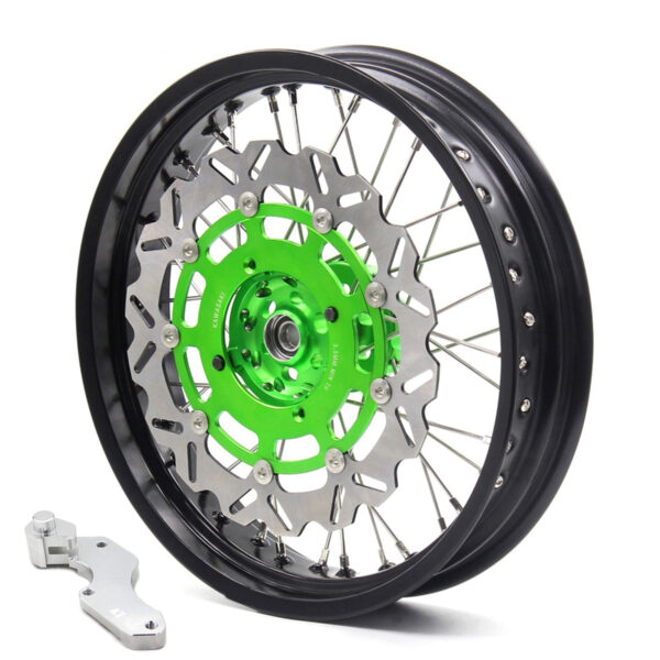 KKE 3.5/4.25*17inch For KAWASAKI KX250F KX450F 2006-2018 Supermoto Rims With Disc&Sprocket Green - Image 2