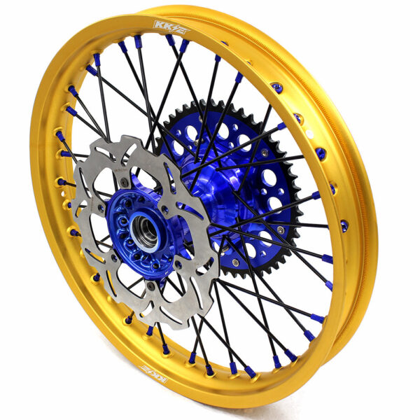 KKE 21"&19" Mx Dirtbike Cast Wheels For YAMAHA YZ125 YZ250 1999-2016 YZ250F YZ450F 2003-2015 Gold Rim Black Spokes With Disc - Image 3
