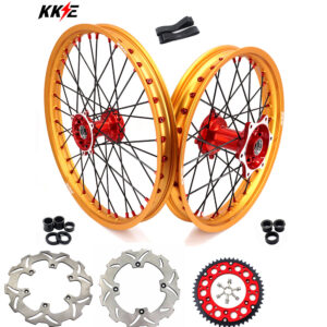 KKE 21″ 19″ Cast Red Hubs Billet Gold Rims For HONDA CR125R 1995-1997 CR250R 1995-1996