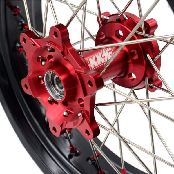 KKE 17 Inch OEM Size Supermoto Wheels for Honda XR650L 1993-2024 Red Nipple - Image 4
