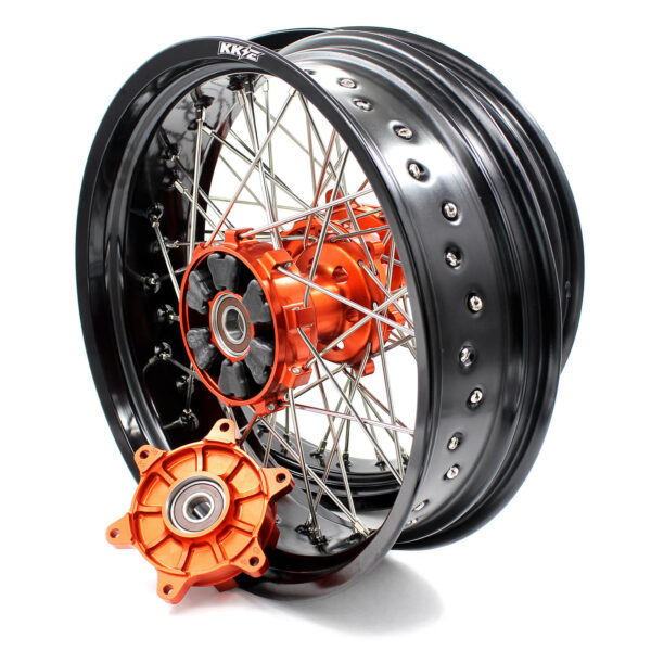 KKE 3.5*17 / 4.5*17 CUSH Drive Supermoto Rims for KTM 625 SMC 640 LC4 660 SMC Orange&Black - Image 4