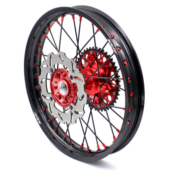 KKE 21 & 19 Casting Spoked MX Wheels Rims Set for Honda CR125R CR250R 2002-2012 Red Nipple Black Spoke Discs - Image 5