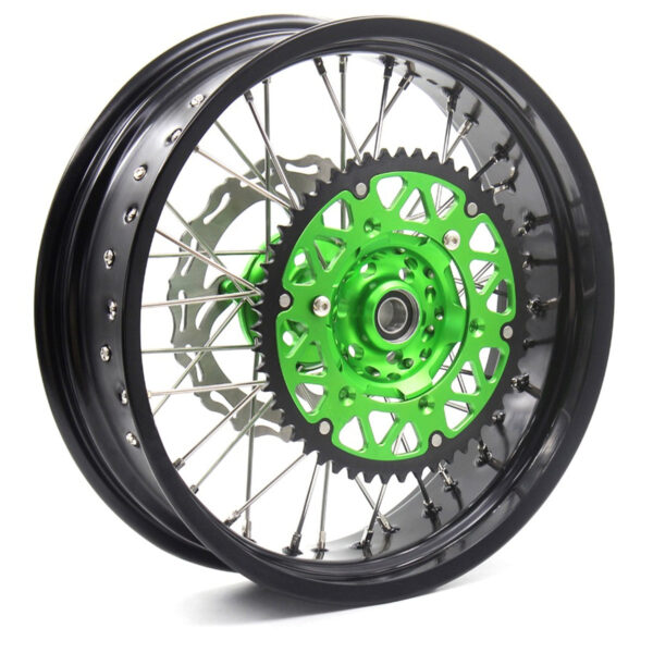 KKE 3.5/4.25*17inch For KAWASAKI KX250F KX450F 2006-2018 Supermoto Rims With Disc&Sprocket Green - Image 4