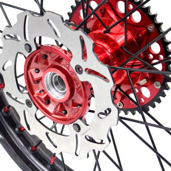 KKE 21 & 19 Casting MX Wheels for Honda CR125R 1998-2001 CR250R 1997 Red Black Disc - Image 6