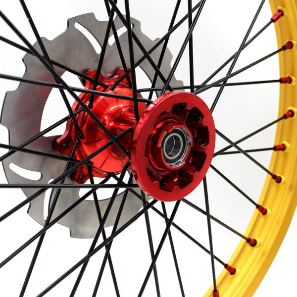 KKE 21 & 19 Cast Red Hubs Billet Gold Rims for Honda XR400R 96-04 XR600R 91-2000 Red&Gold - Image 3