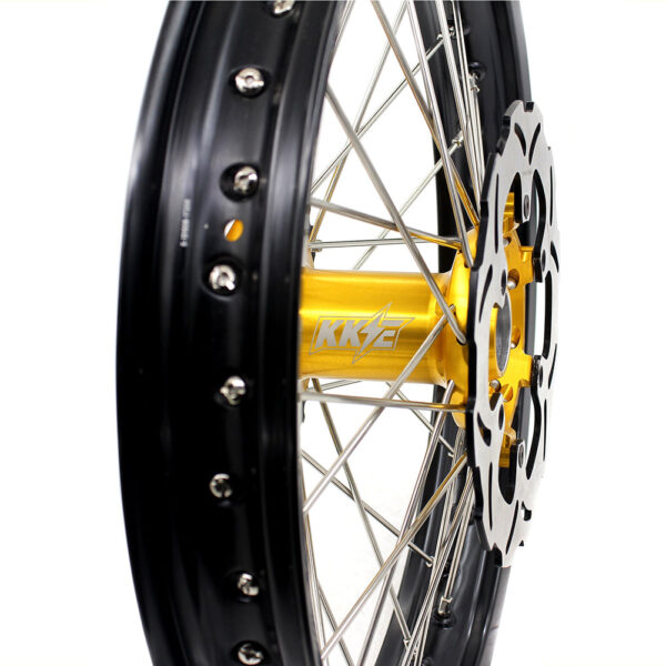 KKE 21" 19" Mx Diretibke Wheels For YAMAHA YZ125 YZ250 1999-2016 YZ250F YZ450F 2003-2015 Gold&Black With Disc - Image 2