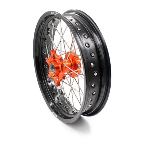 KKE 3.5*17 / 4.5*17 CUSH Drive Supermoto Rims for KTM 625 SMC 640 LC4 660 SMC Orange&Black - Image 7