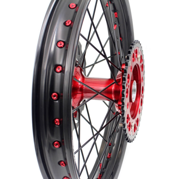 KKE 21 & 19 Casting Spoked MX Wheels Rims Set for Honda CR125R CR250R 2002-2012 Red Nipple Black Spoke Discs - Image 7