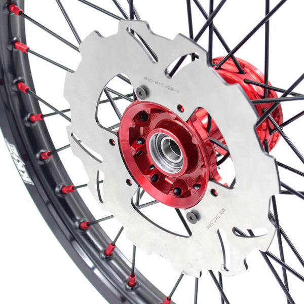 KKE 21 & 19 Casting MX Wheels for Honda CR125R 1998-2001 CR250R 1997 Red Black Disc - Image 9