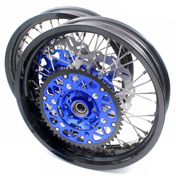 KKE 3.5/4.25*17inch For KAWASAKI KX250F KX450F 2006-2018 Supermoto Rims With Disc&Sprocket Blue - Image 7