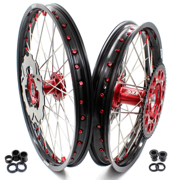 KKE 21&18 21&19 Wheels for HONDA CR125R 1998-2001 CR250R 1997 Red Nipples - Image 2