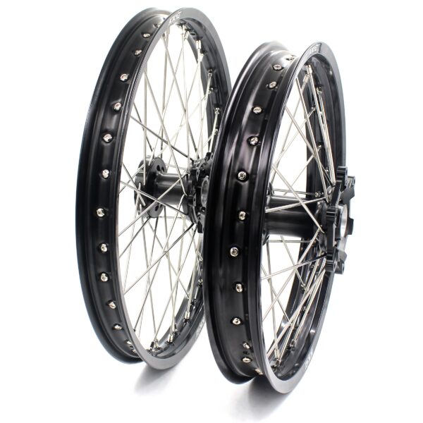KKE 21" 19" Alloy Wheels Rims For HONDA CR125R CR250R CRF250R CRF450R Black - Image 2