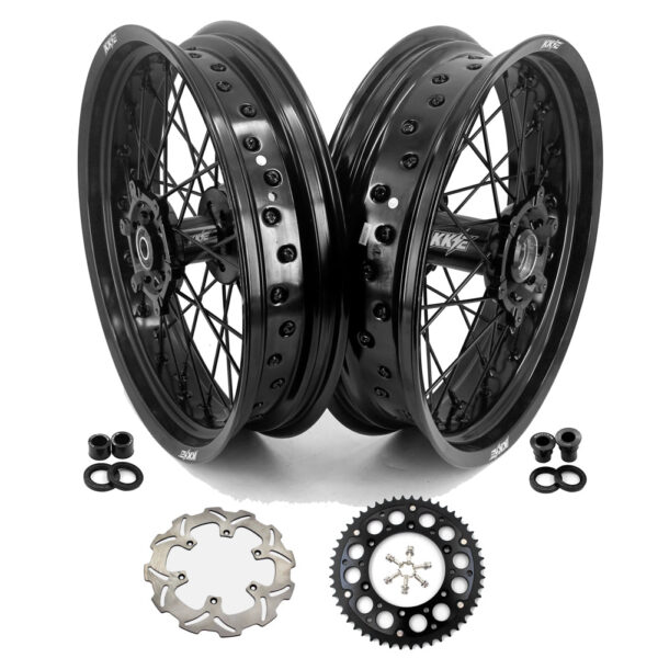 KKE 3.5/4.25 Supermoto Spked Wheels For SUZUKI DRZ400SM 2005-2024 All Black - Image 13